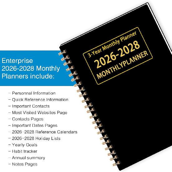 2026-2028 Monthly Planner - 3 Year Monthly Calendar/Planner 2026-2028, 5.9" x 8.5", 36 Month Calendar Planner, Planners with Twin-Wire Binding, Lined