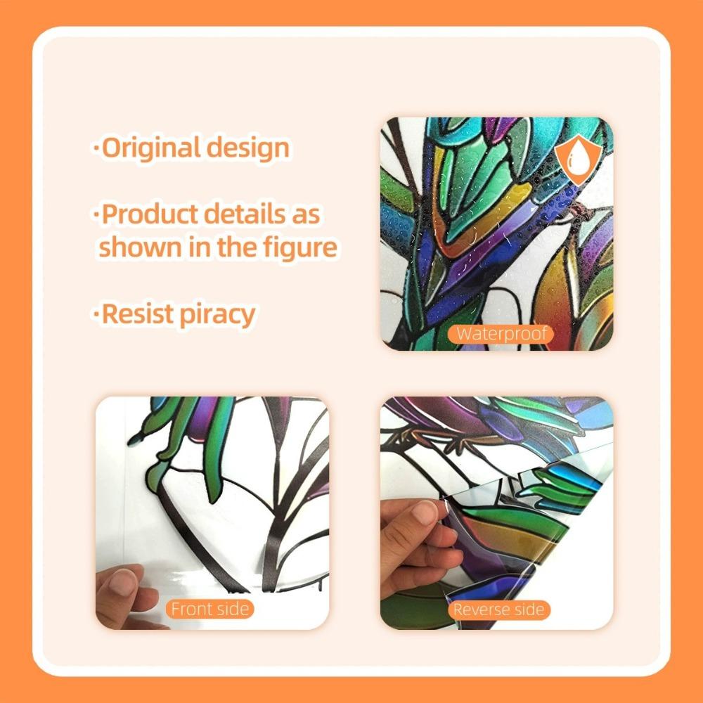 Электростатические наклейки на оконное стекло, витражи в стиле ретро, пленка для окон с изображением колибри, декоративные листья, наклейка на оконное стекло с изображением птицы