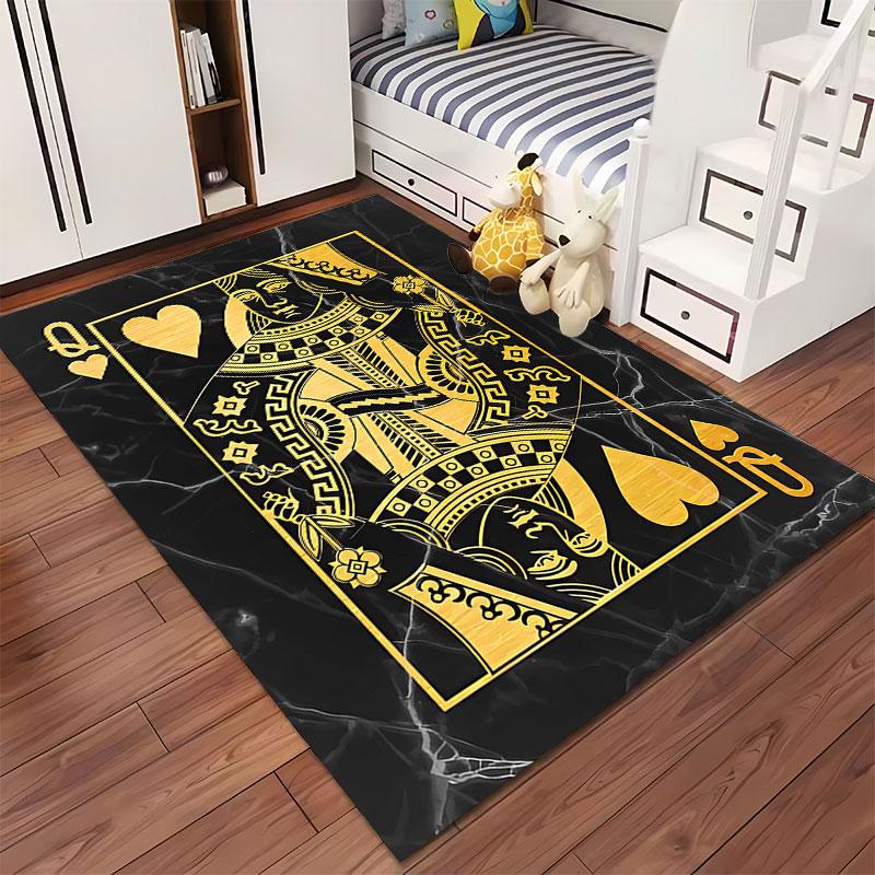 Queen of Hearts Gold Design suitable as a non-slip mat for the living room or bedroom sofa