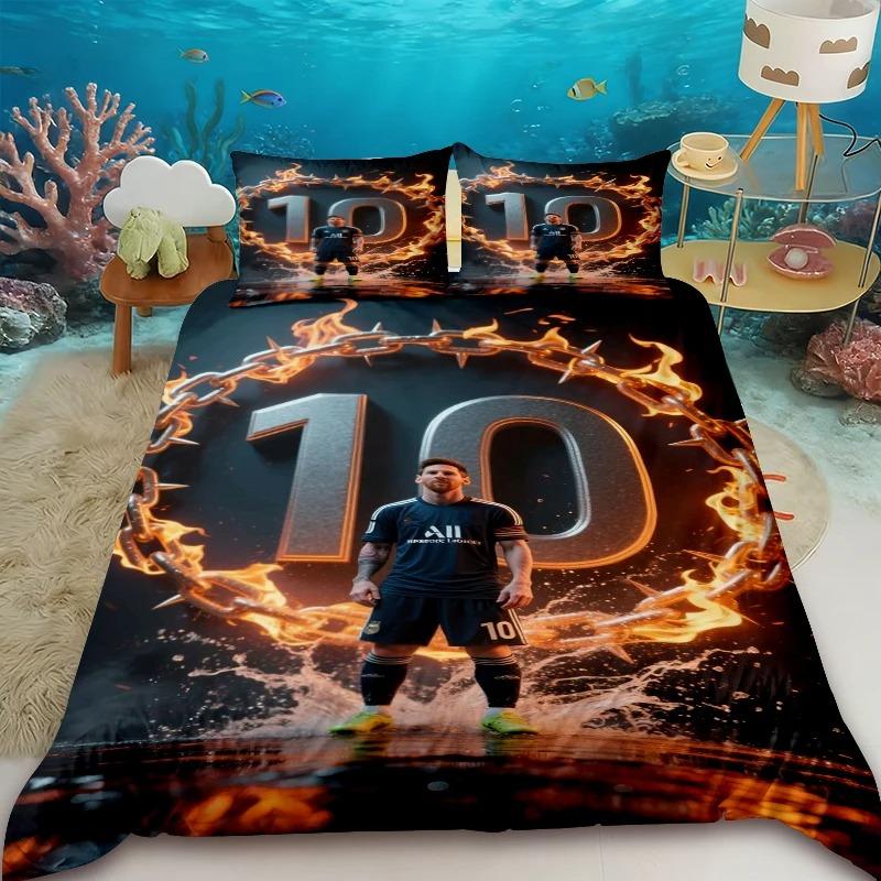 Fashion Duvet Cover Set Youth Football M-Messis Bedding Set Bedroom Decoration 2/3piece set Single/Double/Queen Large Size