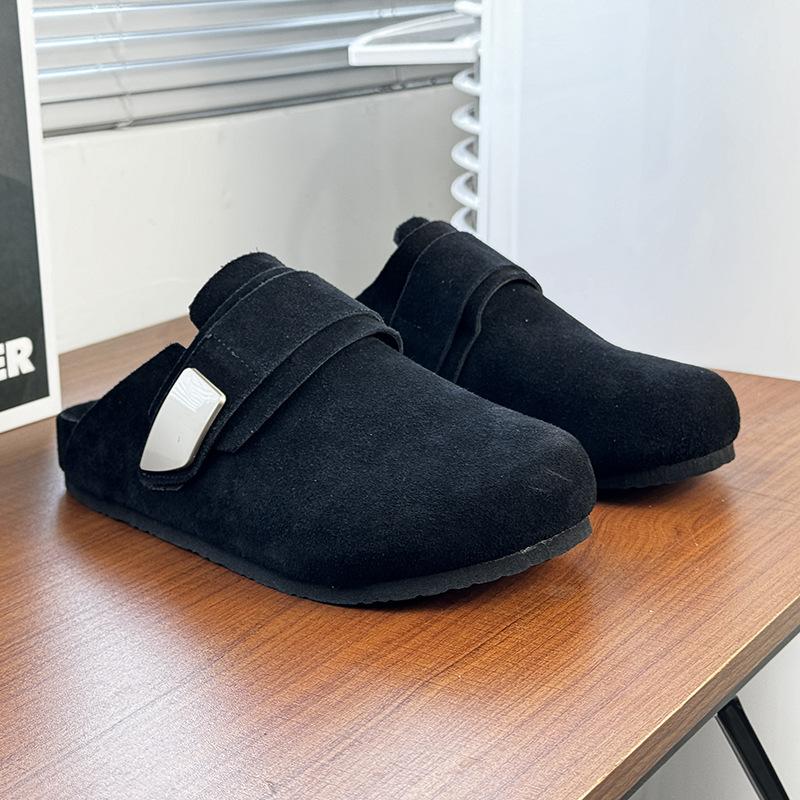 Мужские летние повседневные шлепанцы с большим носком на плоской подошве, обувь Boken 59901, бежевый-W