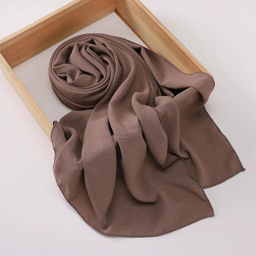 Malaysia Muslim Hijab Wrinkle Plain Long Shawl Islamic Headscarf Wraps For Women Female Foulard