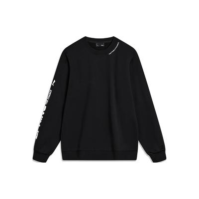 Li Ning Sports Lifestyle Series Letter Logo Printed Fleece Pullover Hoody Unisex Hoody Black AWDTB37-2