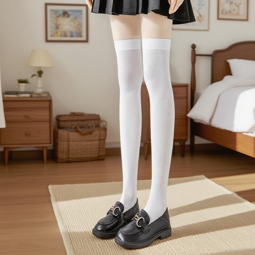 Velvet Thigh-High Socks with Red Bow for Halloween and Christmas