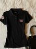 Embroidered Shoulder Polo Neck Short Sleeve T-shirt Female Summer Design Hot Girl Vintage Preppy Style Short Thin Tees Outfits