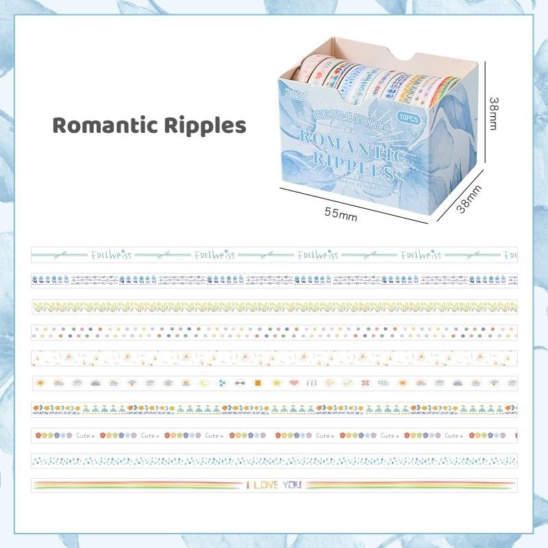 10 Rolls Gentle Color Tone Washi Tapes Set Super Mini Basic Flower Pattern 5mm Lace Paper Masking Tape Decoration Stickers