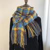Checkered Scarf Women's Autumn and Winter New High-end Long Style Student Couple Shawl Warm and Thick Tassel Scarf