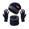 New Winter Men Simple And Stylish Knitted Hat Scarf And Gloves Winter Solid Warm Knitted Set Winter Warm Gifts For Male