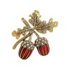 European & American Oil Drop Pine Cone Rhinestone Brooch - Fashion Retro Accessories In Antique Gold