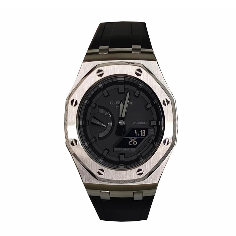 Casio Мужские часы с ЖК-дисплеем и аналоговым двойным дисплеем Серия Black GA-2100-1A1(Watch3--)