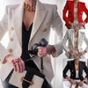 Women Autumn Solid Color Slim Coat Suit Jacket Double-breasted Business Blazer
