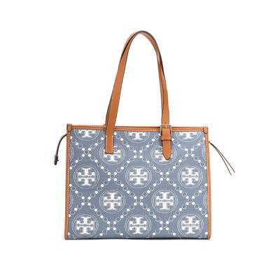 Тканевая сумка-тоут с логотипом T Monogram и застежкой-молнией Женские сумки-тоут Серый Мультиколор 159642-960