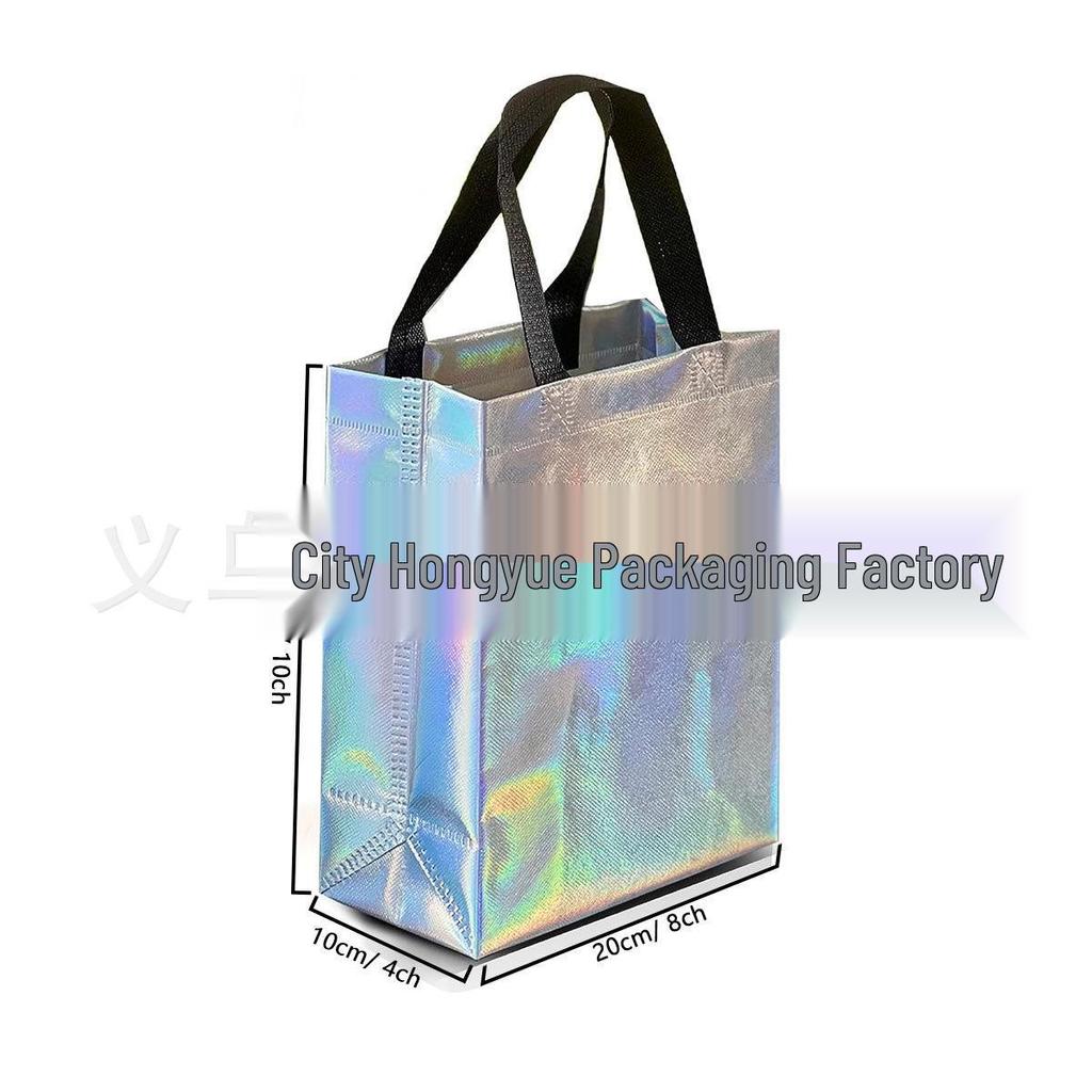 Большая радужная светоотражающая подарочная сумка-тоут с ручками – Сумка из нетканого материала для дней рождений