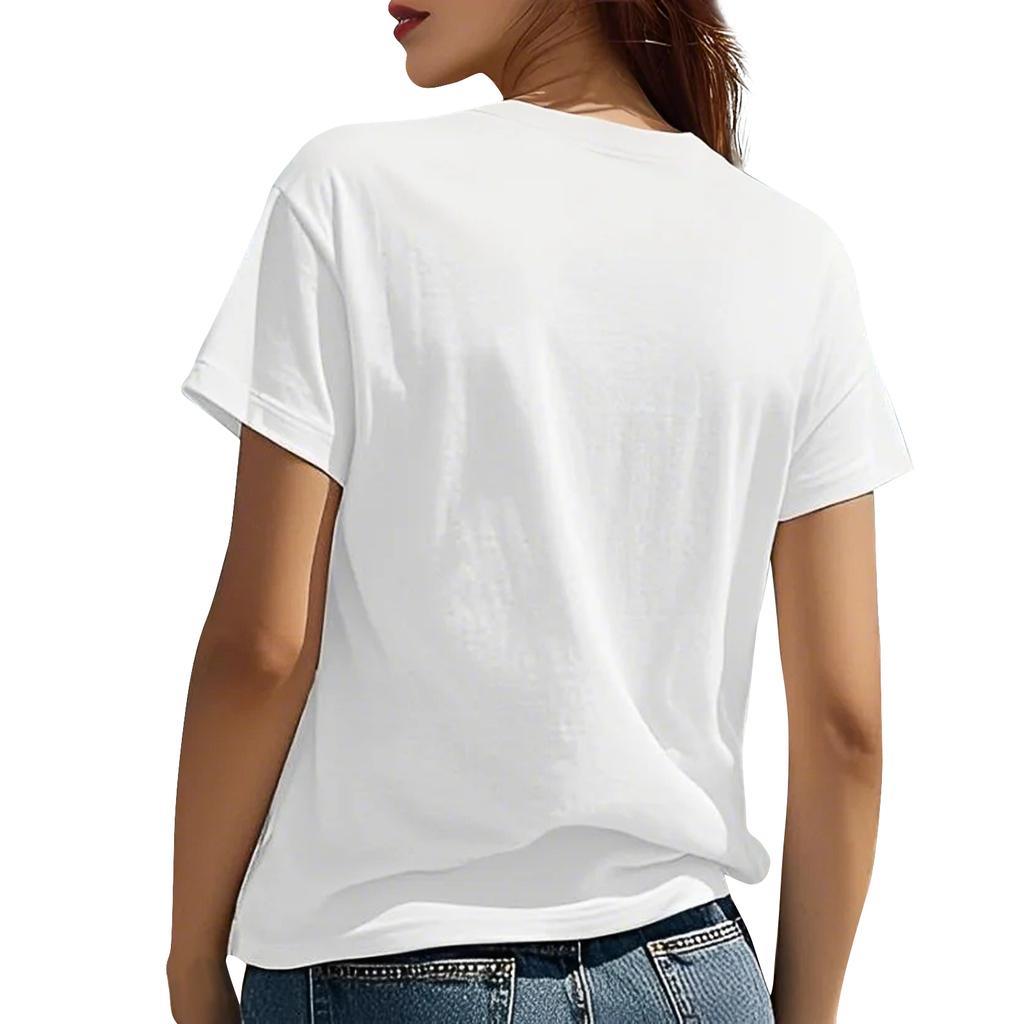 Женская повседневная футболка с круглым вырезом и короткими рукавами с принтом