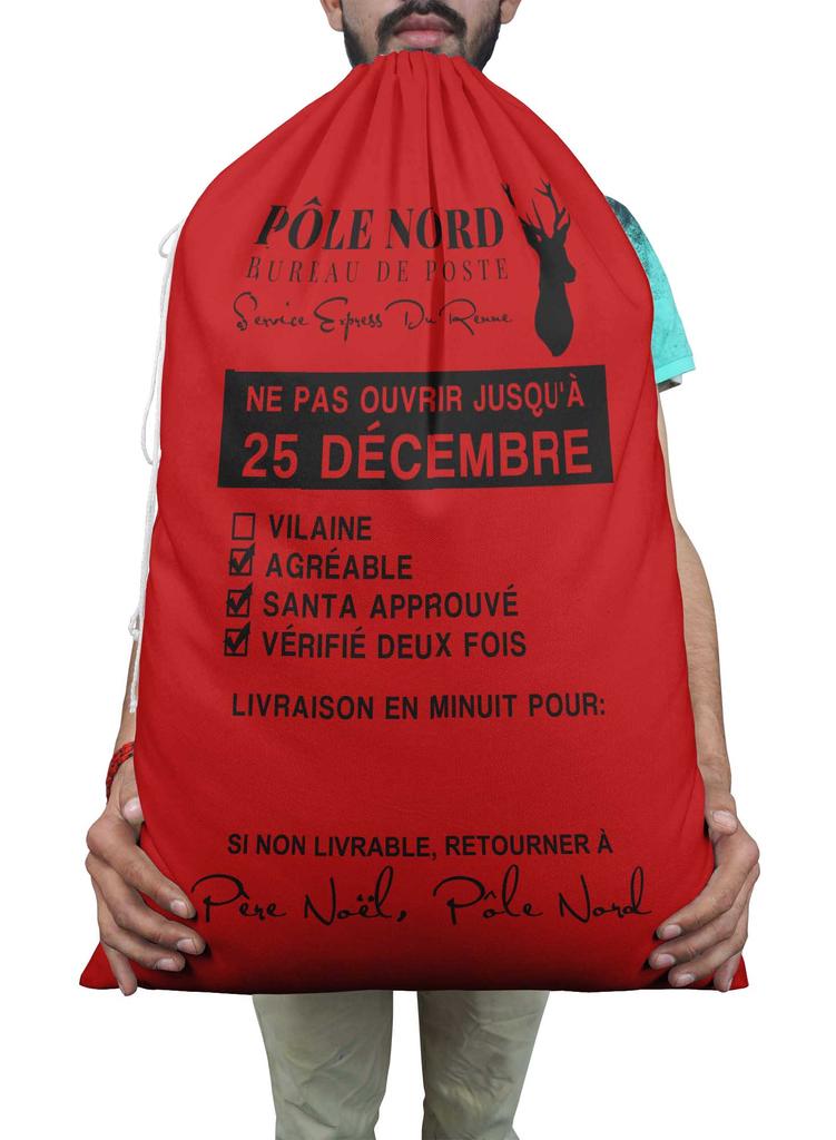 Printtoo 2 шт. Большие мешки Санты с завязками на шнурке, холщовые рождественские подарочные пакеты для детей, Рождество 27x20 дюймов