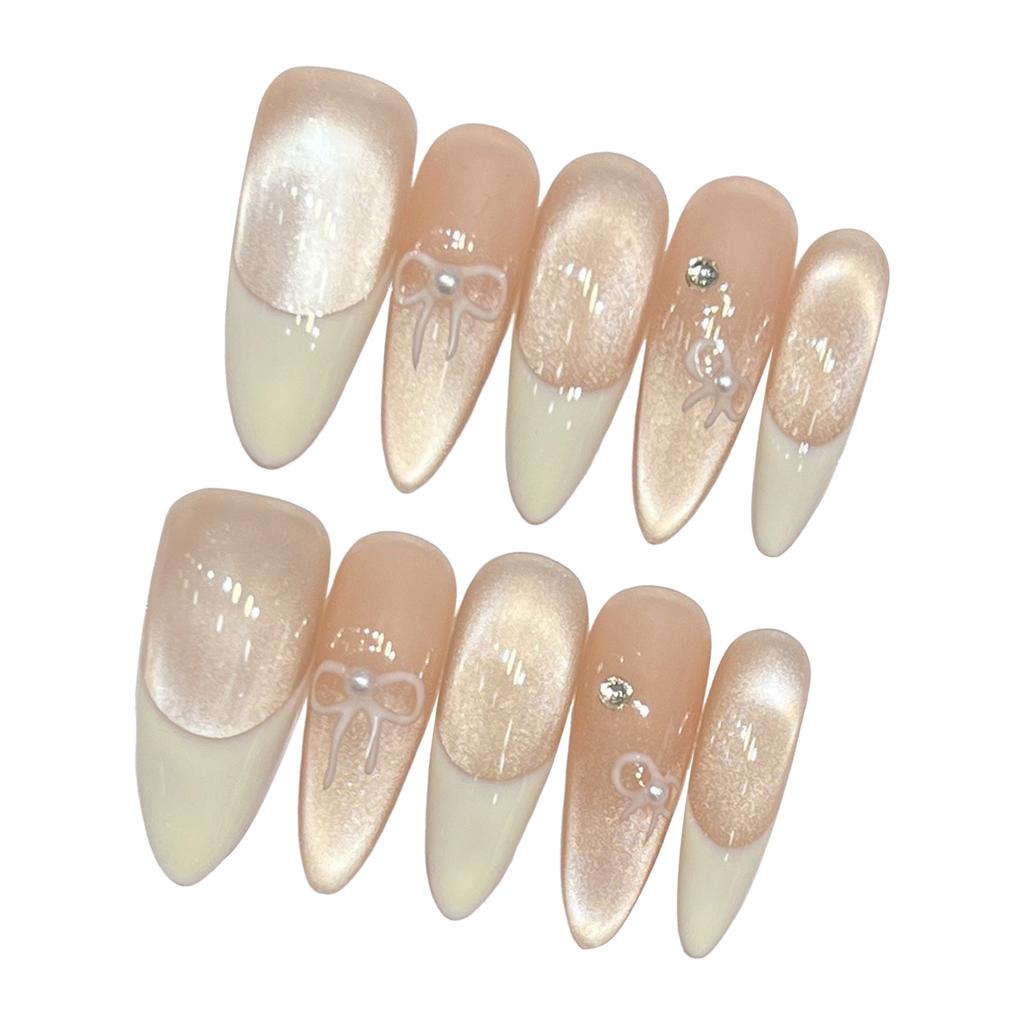 10PCS Simple Style Fake Nails with Cat Eyes with Zero Pressure on the Nail Bed Design for Manicure Lovers and Beauty Bloggers