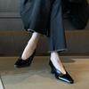Suitable for Commuting! Temperament High Heels 2024 New Black Small Square Head Light Mouth Thick Heel French Single Shoes Witch Shoes