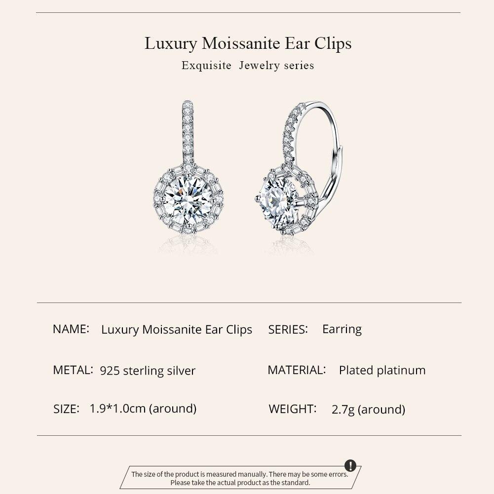 BAMOER D Color VVS1 EX 1CT Муассанитовые пряжки для ушей для женщин, свадьба, помолвка, стерлинговое серебро 925 пробы, роскошные ювелирные украшения