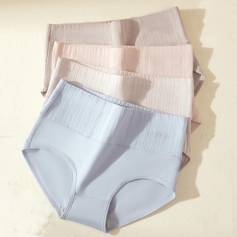Большие размеры, 4 шт., хлопковые женские трусики с высокой талией, формирующее белье, дышащие трусики, женские трусы, утягивающее женское белье