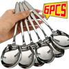 6/1PCS Large Stainless Steel Round Soup Spoons Thickened Long Handle Dining Spoon Tablespoons Big Head Scroops Kitchen Utensils4