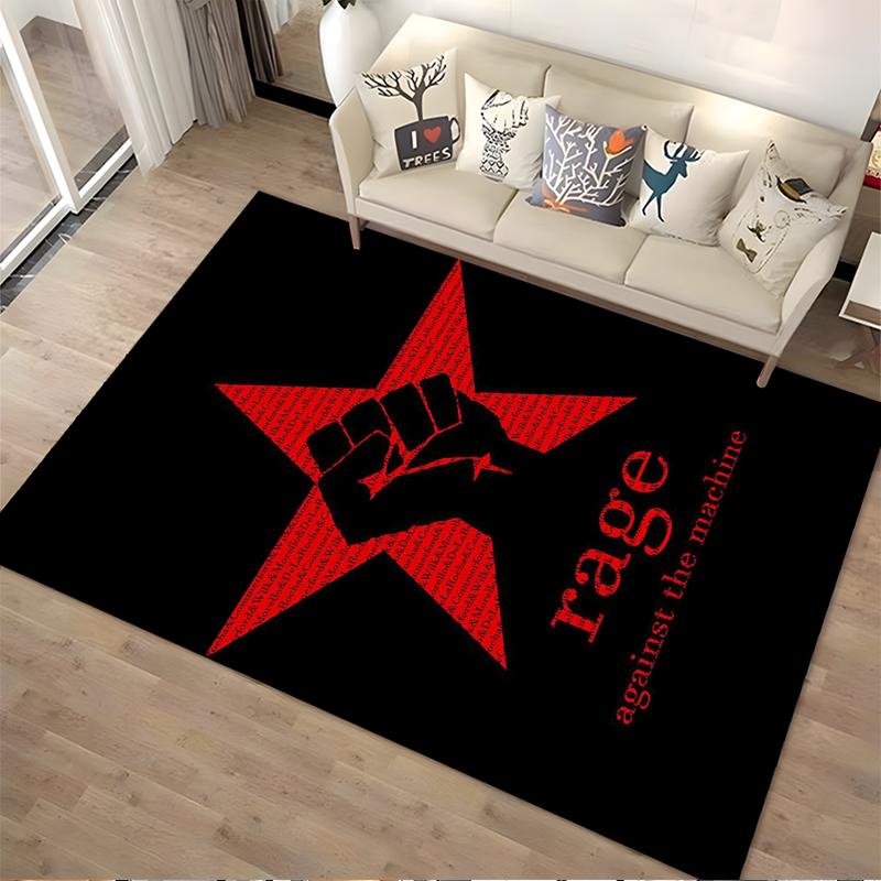 Raised Fist with Red Star Rug Non-slip rug suitable for living room and bedroom sofas