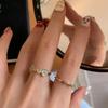 PANJBJ Кольца из стерлингового серебра 925 пробы с золотым цветком для женщин, капельная глазурь, растение, нерегулярные, регулируемые, сладкие ювелирные изделия, подарок, дропшиппинг