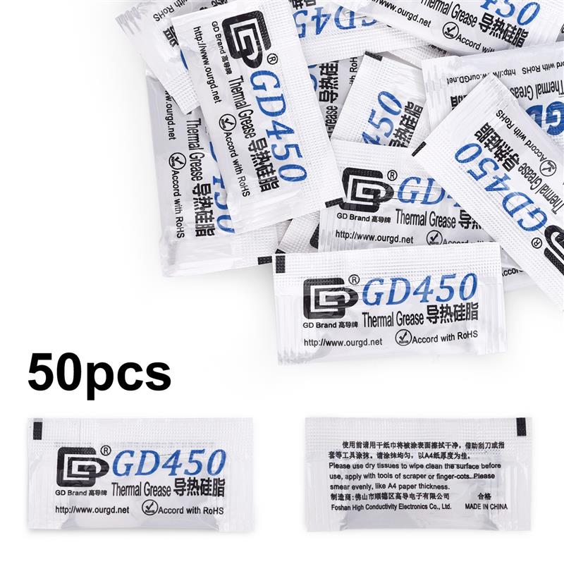50pcs 0.5g/Bag Thermal Conductive Grease Paste Silicone Plaster Heat Sink Compound For Cpu GD007 GD900 Heat-Dissipating Paste
