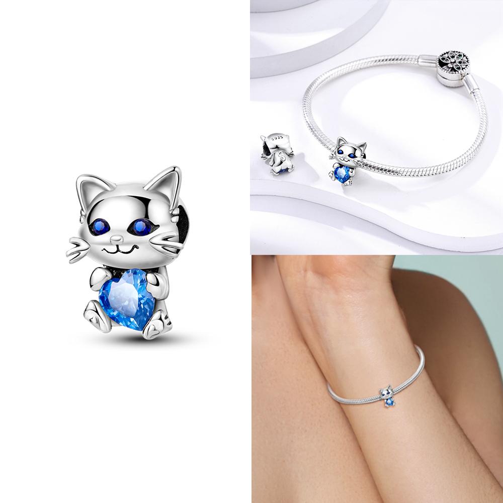 Copper Charms Animal Color Pink Rabbit Sheep Cat Dog Beads Fit 3Mm Original Bracelets Fine Diy Birthday Jewelry Make