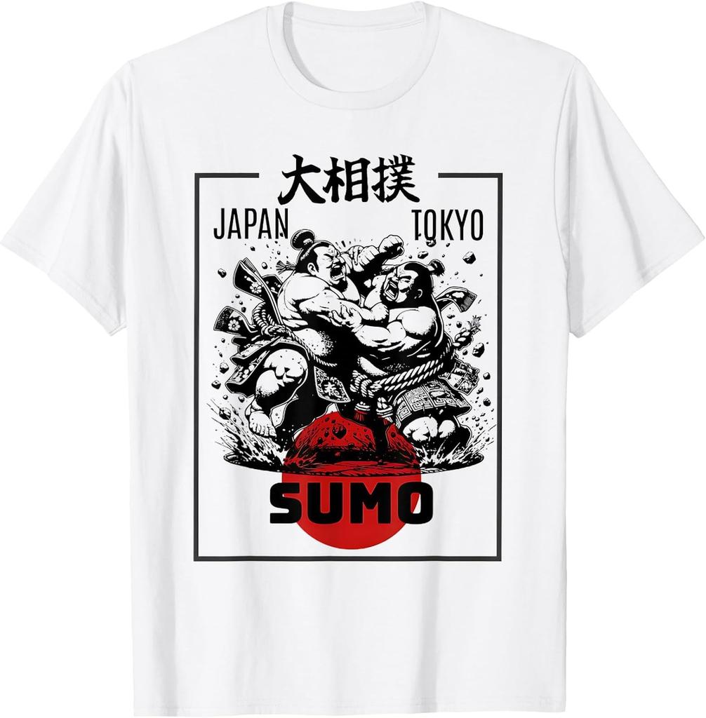 Retro Vintage Sumo Wrestling T-Shirt Inspired by Tokyo, Japan with Kanji