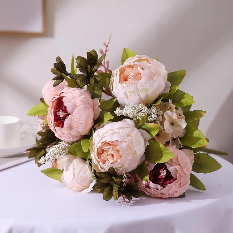1pc,Realistic Peony Silk Flowers Champaign Color for Home Decor AndWeddings-DIY Craft and Bridal Bouquet - Indoor and Outdoor