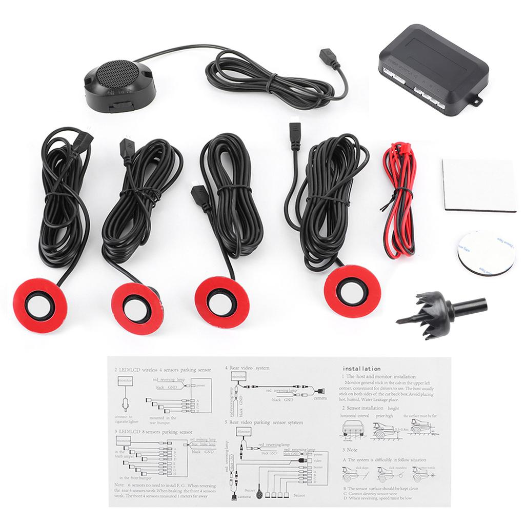 16.5mm Car BuiltIn Backup Radar Sensor Reversing Assistance with Audio Buzzer Auxiliary Kit(Blanc )