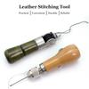 Leather Stitching Tool Hand Stitcher Sewing Awl Upholstery Repair Stitching Sewing Tool with 1 PCS Wax Thread 2 PCS