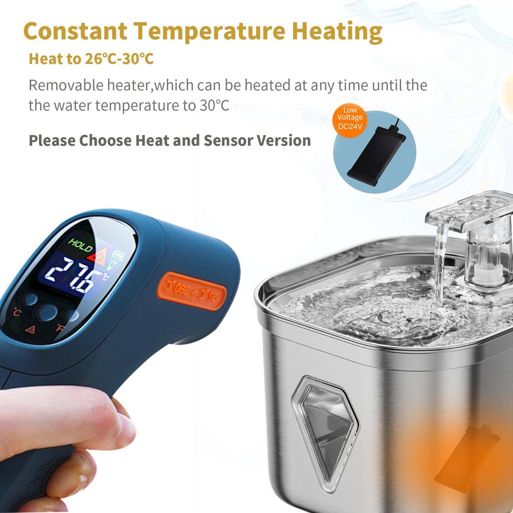 Sangelar 2,2 л умный диспенсер для воды для домашних животных из нержавеющей стали, полностью автоматический интеллект, множественная фильтрация, автоматическая рециркуляция