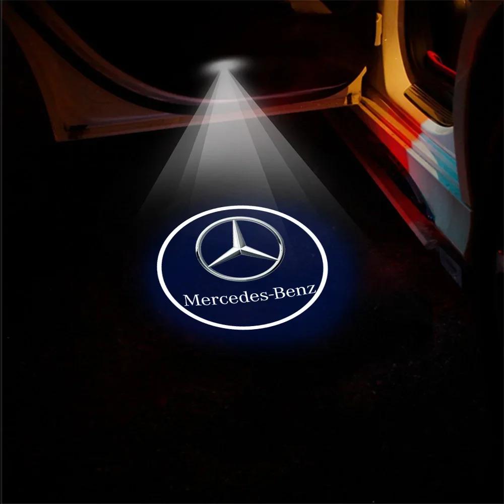 BVC1 C200 E200 New For Mercedes Benz 2/4PCS Car Door Logo Welcome Lamp Wireless Projector Light For Mercedes Benz AMG Smart Fortwo Cl