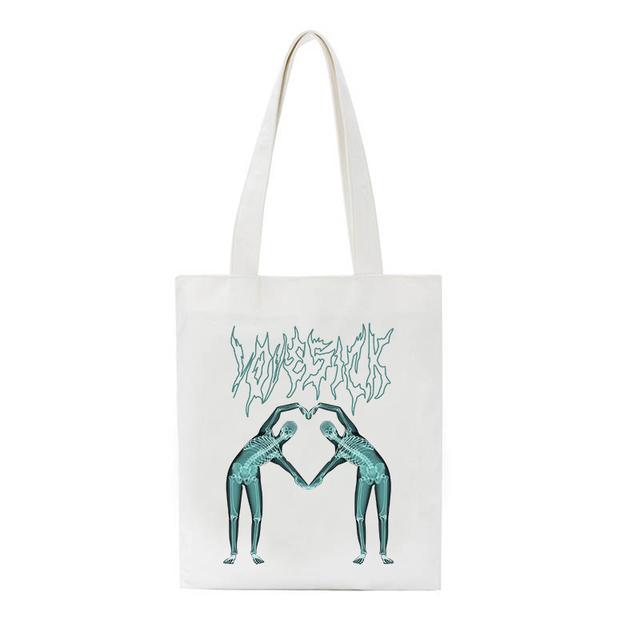 Ложная холщовая сумка с принтом черепа Y2K, готическая холщовая сумка в стиле панк, большая вместительная уличная сумка для покупок, повседневные женские сумки на плечо в стиле Харадзюку