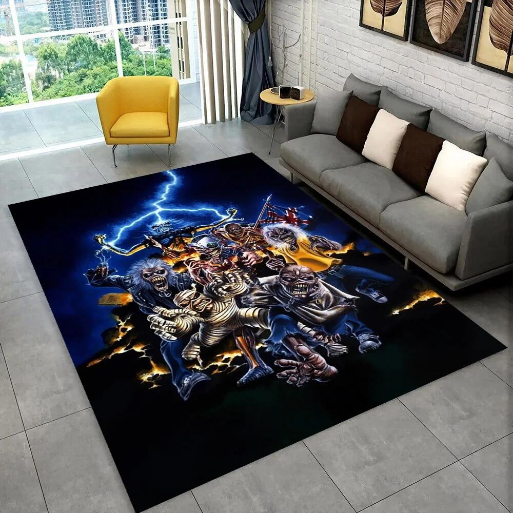 3D I-Iron-M-Maidens Metal Music Rug Carpet for Living Room Bedroom Decor,kids Play Non-slip Decoration for Sofa Doormat Gift