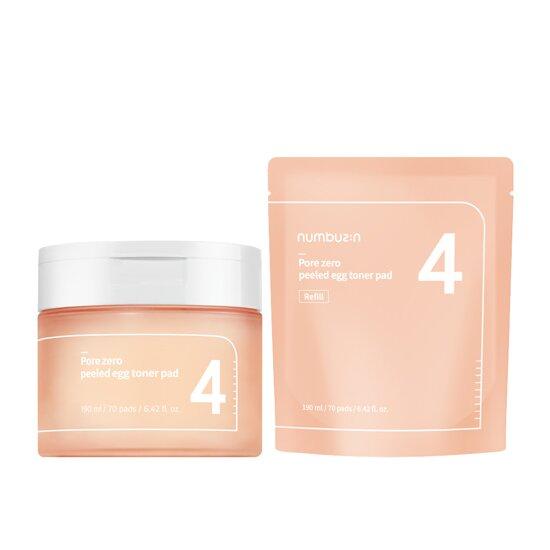 NUMBUZIN Нет. 4 Pore Zero Peeled Egg Toner Pad, сменный набор 70 шт. (70P + 70P пополнение)