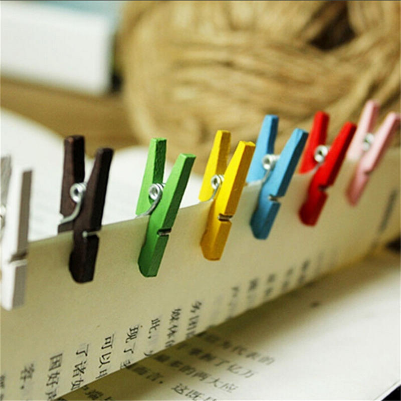 50Pcs Mini Natural Wooden Clothes Photo Paper Peg Clothespin Craft Clips