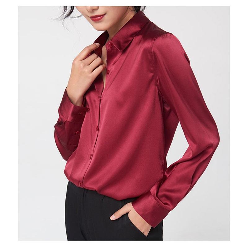 Шелковая рубашка Mulberry Silk, женская деловая одежда на весну и осень, контрастного цвета, с длинными рукавами, кардиган для поездок на работу с квадратным воротником