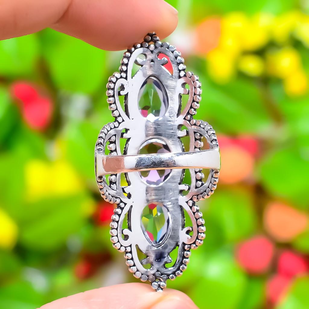 Amethyst Gemstone Handmade 925 Sterling Silver Jewelry Ring Size 6.5 R5V99