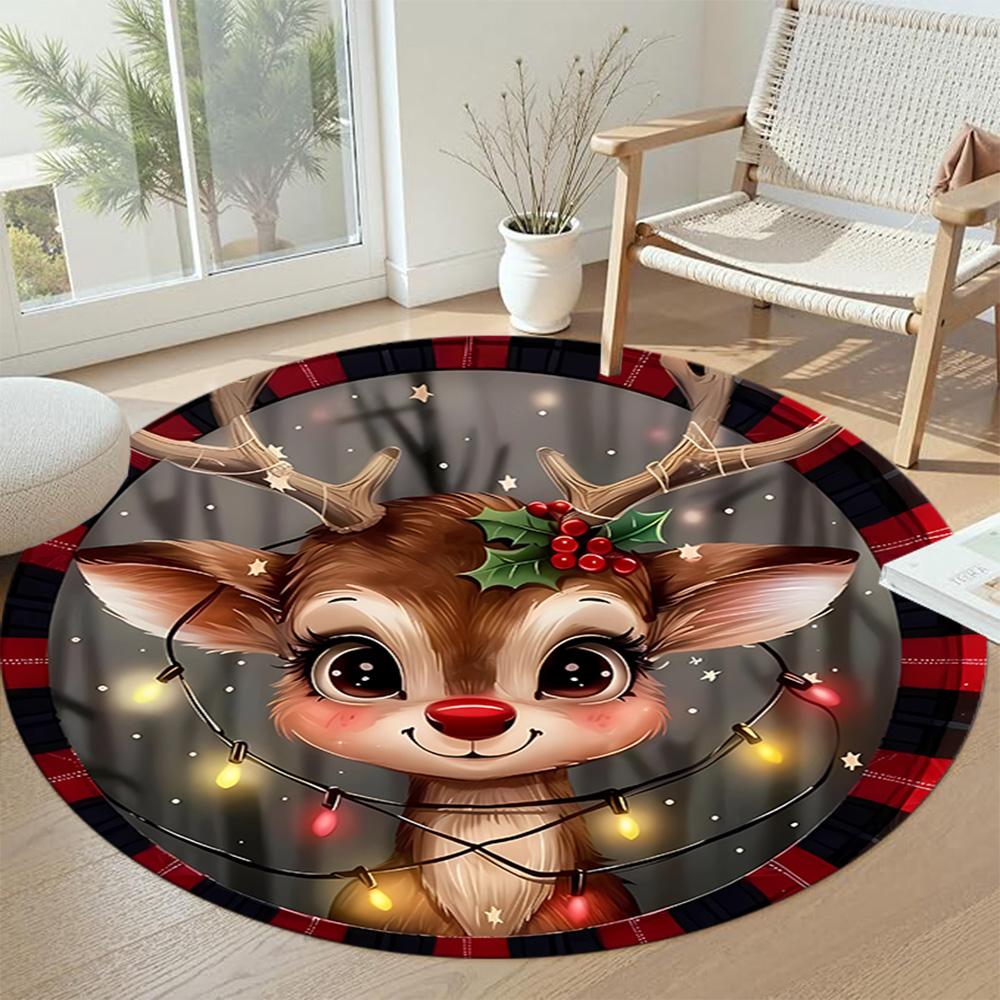 Elk Round Office Rug Perfect for Entryway Study room Playrooms Foyer Anti-slip Round Rug Decorate Offices Perfect Gift for Friends Family