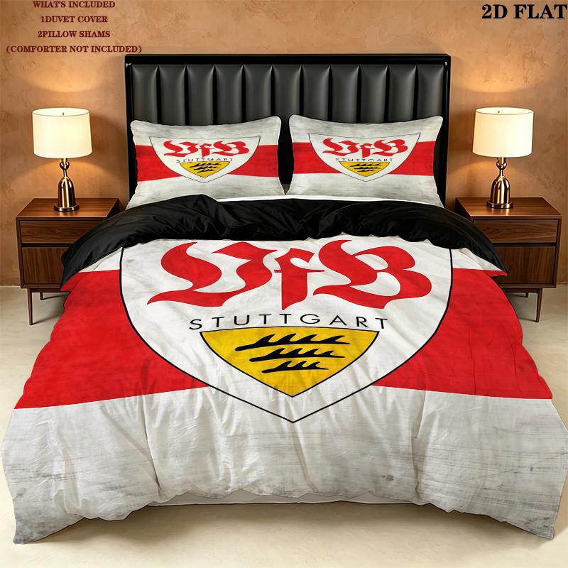 Vfb Stuttgart Pattern Bedding uilt Set uilt Cover Pillowcase Home Decoration Birthday Gift (1 * duvet cover + 2 * pillowcase without core)