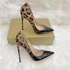 Модные женские туфли с леопардовым принтом и градиентной краской из кожи на высоком каблуке с острым носком 8-12 см, тонкие каблуки, сексуальные женские туфли для вечеринок, размер