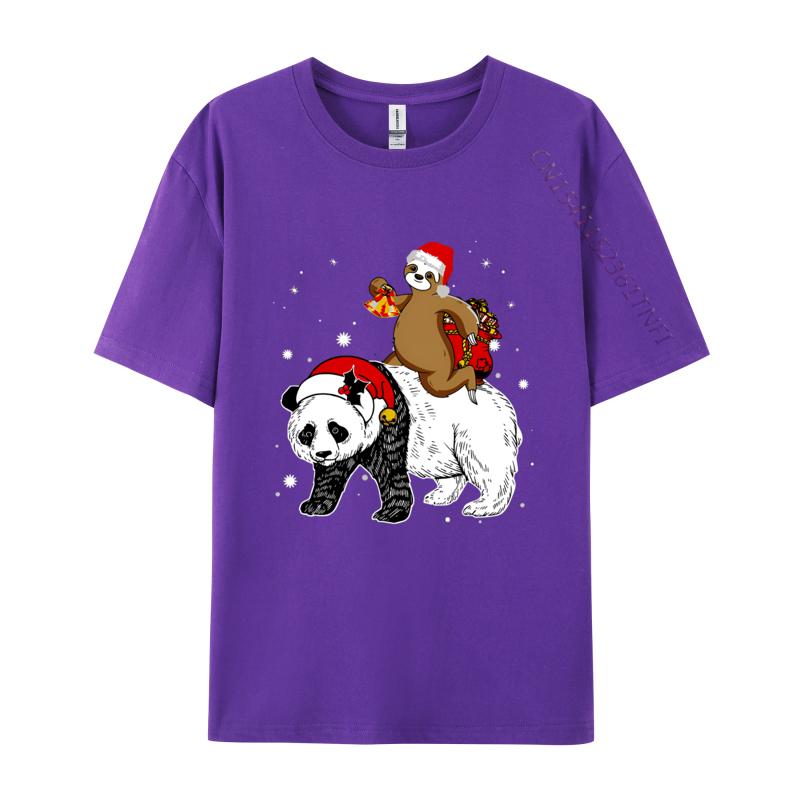 Santa Sloth Riding Panda Lover Funny Tshirts Tees Coupons Funny Tshirt Cotton Boy T Shirt Leisure Luxury T Shirt