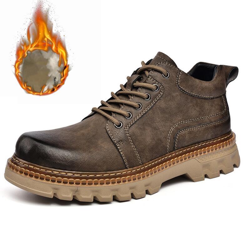 Новые мужские ботинки из натуральной кожи с верхом из коровьей кожи, прочной подошвой, со шнуровкой, осенне-зимние ботинки, повседневная обувь для отдыха на открытом воздухе для мужчин