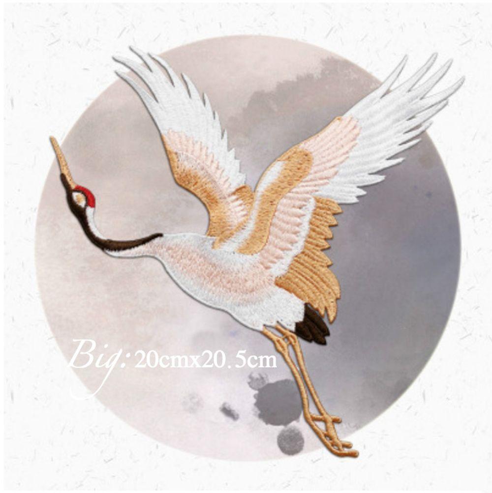 Stickers Crane Birds For Clothing Clothes Decor Embroidered Applique Sew On Patches Embroidery