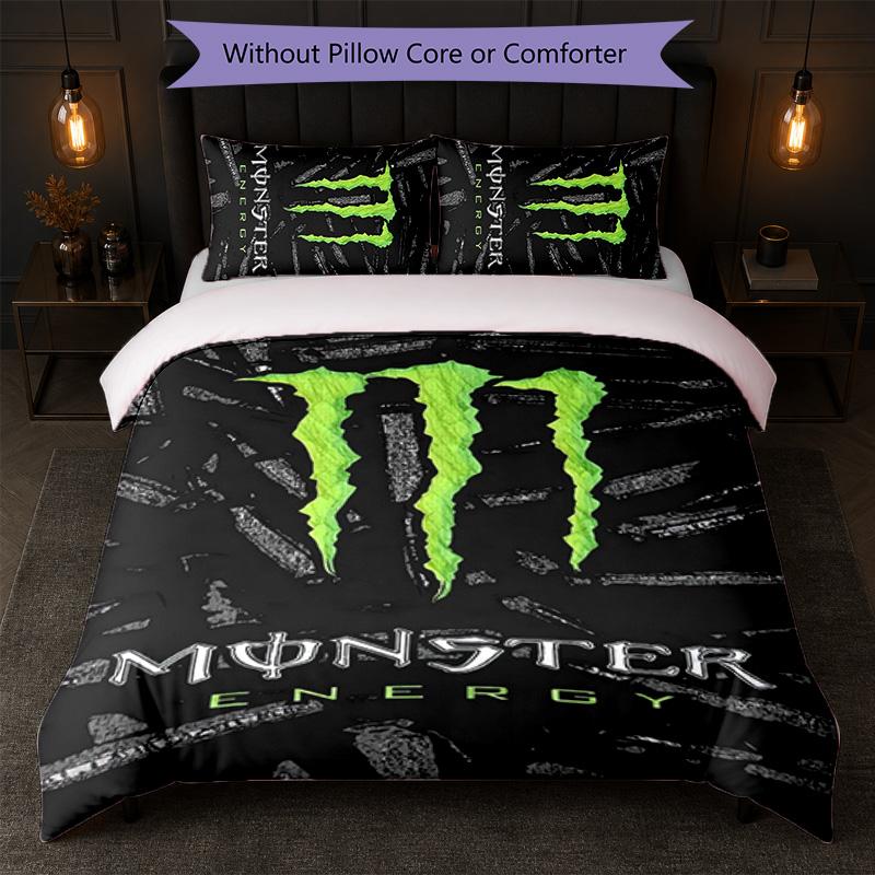 Monster Energy Принт 3 шт. Комплект пододеяльника 1 пододеяльник и 2 наволочки Мягкое постельное белье для домашней спальни