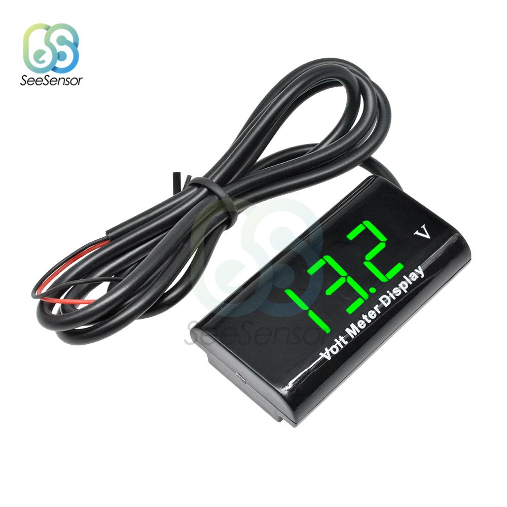DC 3-18V IPX6 Waterproof LED Digital Voltmeter Voltage Volt Gauge Voltage Indicator Monitor Detector Car Motorcycle Panel Meter