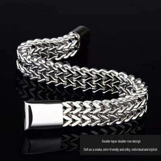 Nordic Viking Wolf Head Titanium Steel Men's Hip-Hop Stainless Steel Bracelet