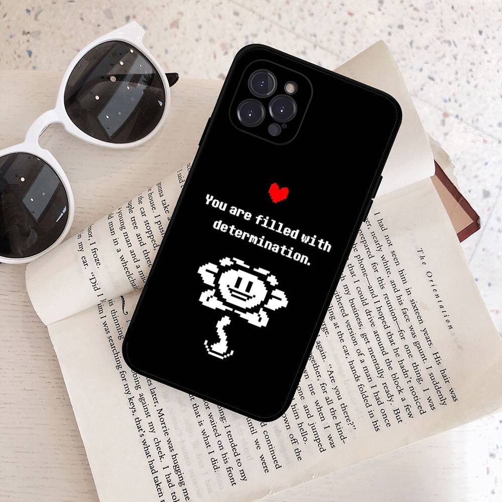 Чехол для телефона Игра Undertale U Для iPhone 17 Air 16 15 14 Plus 13 12 Mini 11 Pro Max Черный Чехол